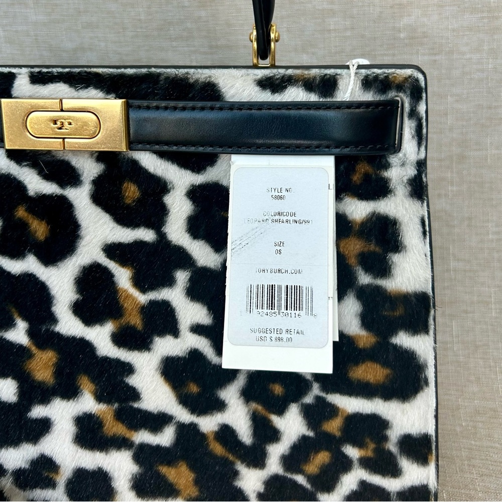 NWT Tory Burch Lee Radziwill Structured Leopard Shearling Bag - Picture 7 of 11